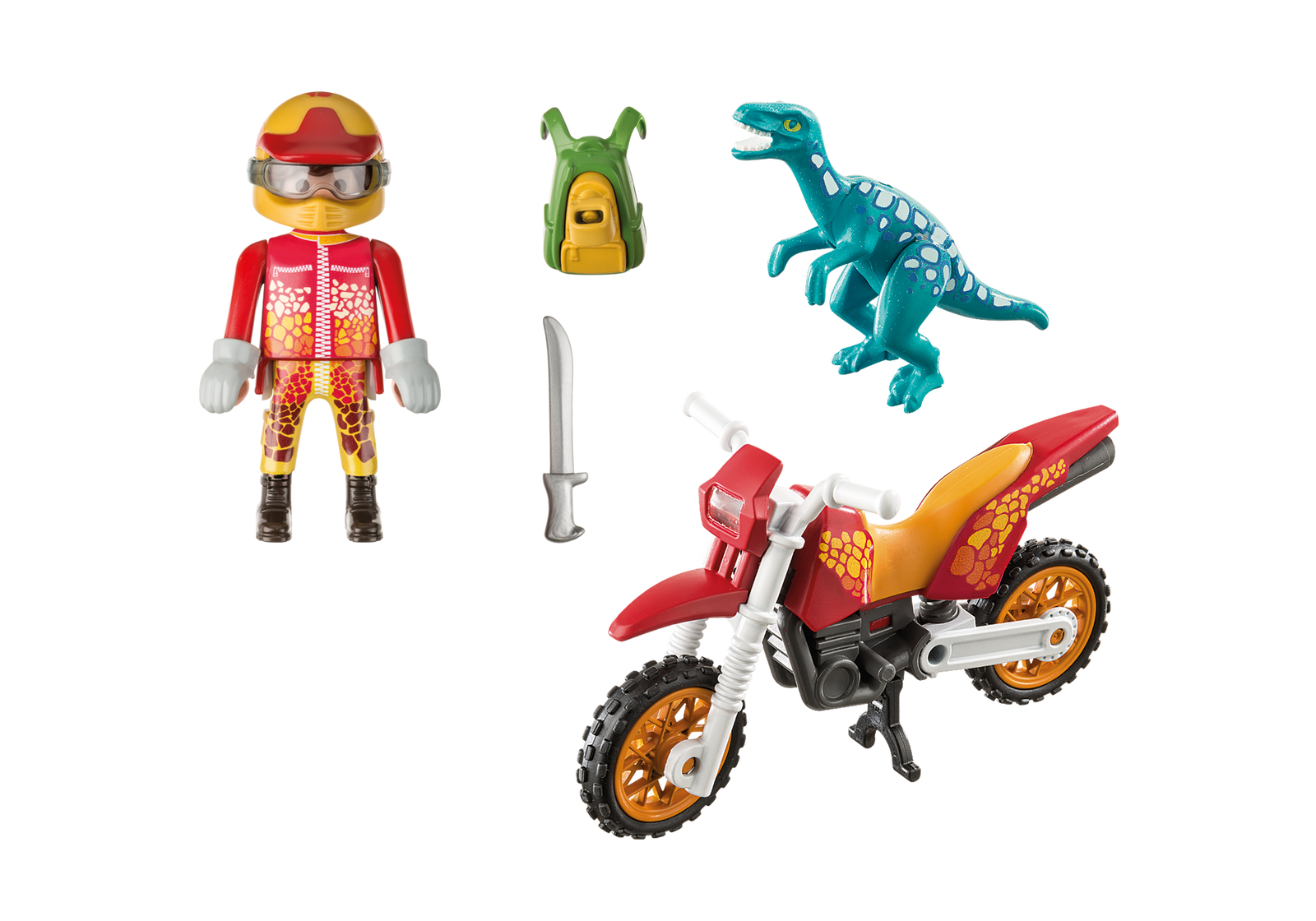 playmobil motocross bike with raptor